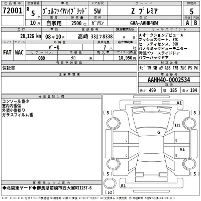 Toyota VELLFIRE  с аукциона в Японии