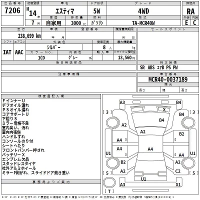 Toyota ESTIMA  с аукциона в Японии