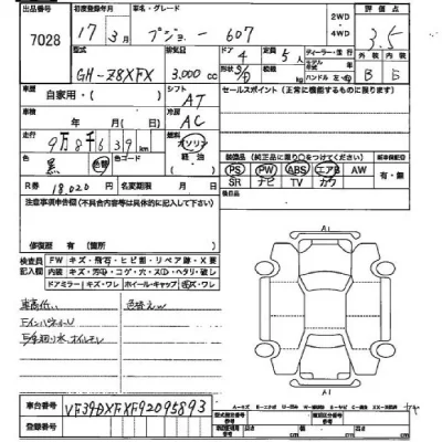 Peugeot 607  с аукциона в Японии