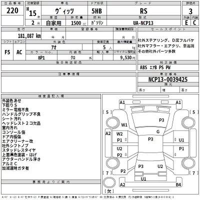 Toyota VITZ  с аукциона в Японии