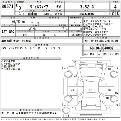 Toyota VELLFIRE  с аукциона в Японии