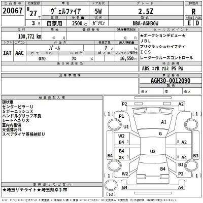 Toyota VELLFIRE  с аукциона в Японии