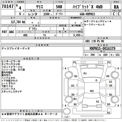 Toyota YARIS  с аукциона в Японии