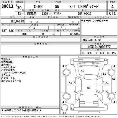 Toyota C-HR  с аукциона в Японии