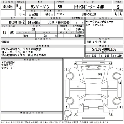 Subaru SAMBAR  с аукциона в Японии