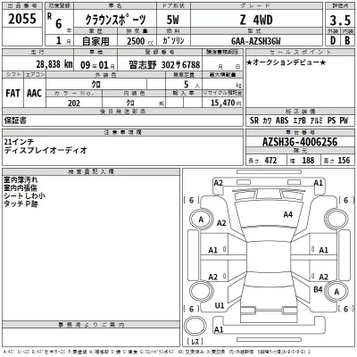 Toyota CROWN SPORT  с аукциона в Японии