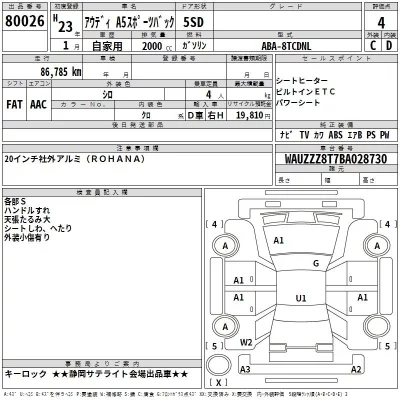 Audi A5  с аукциона в Японии