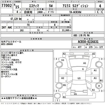 Toyota ESTIMA  с аукциона в Японии