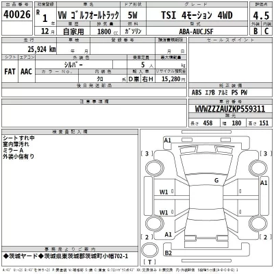 Volkswagen GOLF ALLTRACK  с аукциона в Японии