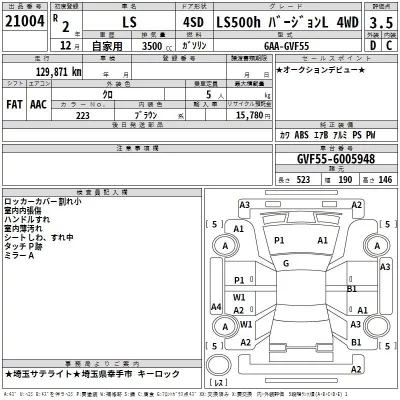Lexus LS  с аукциона в Японии