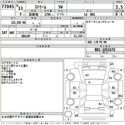 Honda STREAM  с аукциона в Японии
