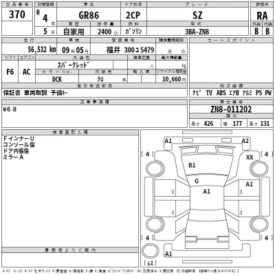 Toyota 86  с аукциона в Японии