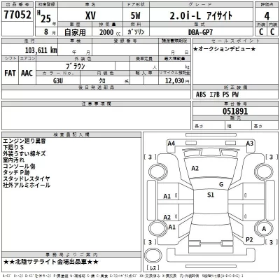 Subaru XV  с аукциона в Японии