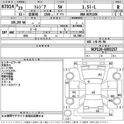 Subaru TREZIA  с аукциона в Японии
