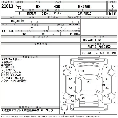 Lexus HS  с аукциона в Японии