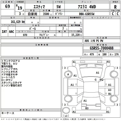 Toyota ESTIMA  с аукциона в Японии