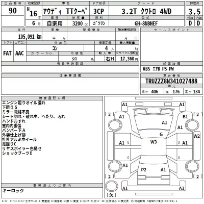 Audi TT  с аукциона в Японии