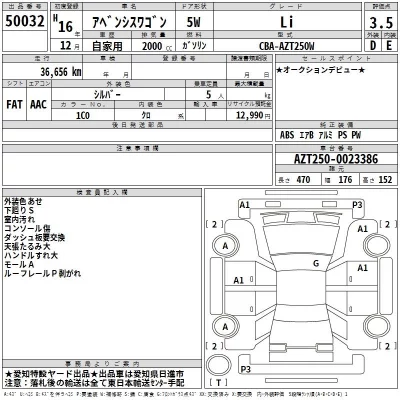 Toyota AVENSIS WAGON  с аукциона в Японии
