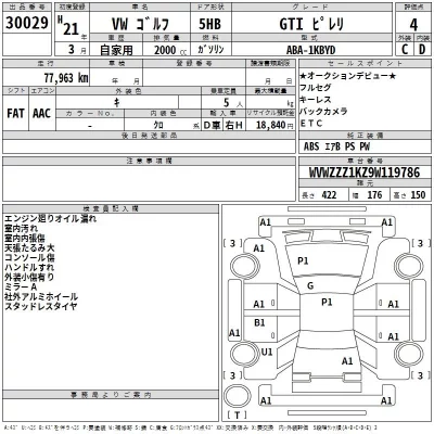 Volkswagen GOLF  с аукциона в Японии