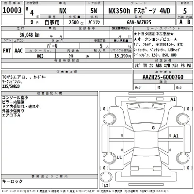 Lexus NX  с аукциона в Японии