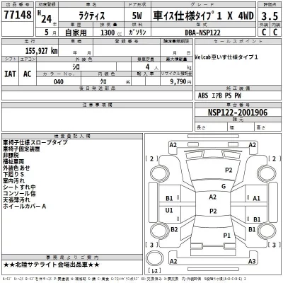 Toyota RACTIS  с аукциона в Японии