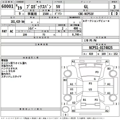 Toyota PROBOX  с аукциона в Японии