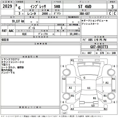 Subaru IMPREZA  с аукциона в Японии