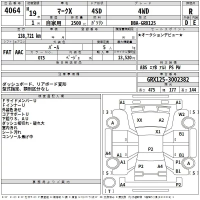 Toyota MARK X  с аукциона в Японии