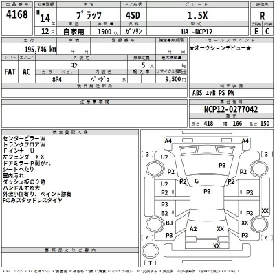 Toyota PLATZ  с аукциона в Японии