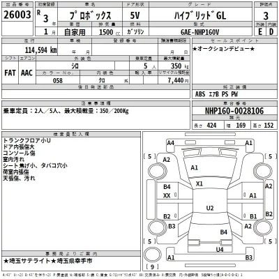 Toyota PROBOX  с аукциона в Японии