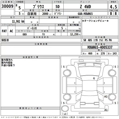 Toyota PRIUS  с аукциона в Японии