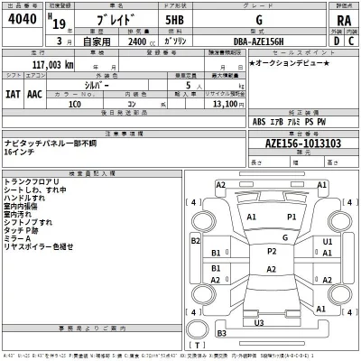 Toyota BLADE  с аукциона в Японии