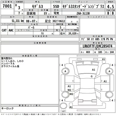 Tesla MODEL3  с аукциона в Японии