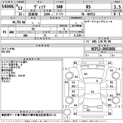Toyota VITZ  с аукциона в Японии