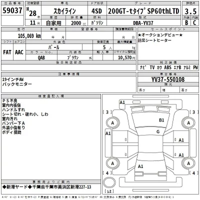 Nissan SKYLINE  с аукциона в Японии