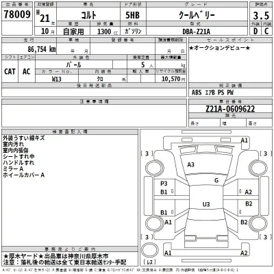 Mitsubishi COLT  с аукциона в Японии