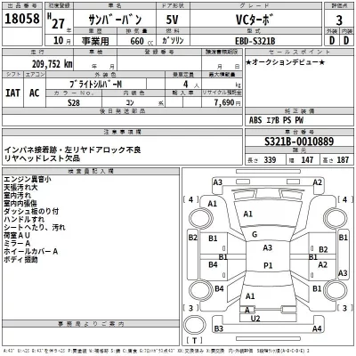 Subaru SAMBAR  с аукциона в Японии