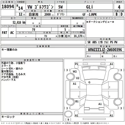 Volkswagen GOLF WAGON  с аукциона в Японии