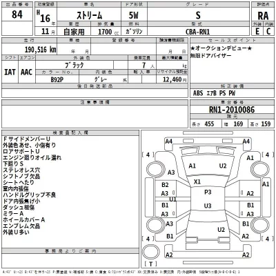 Honda STREAM  с аукциона в Японии