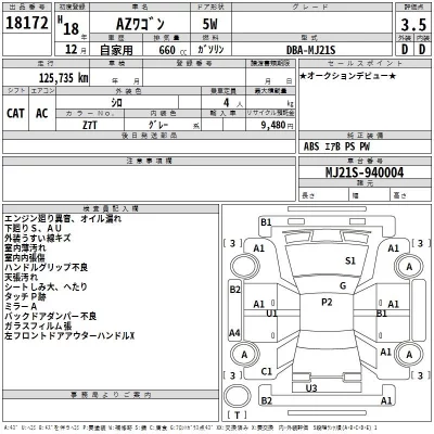 Mazda AZ WAGON  с аукциона в Японии
