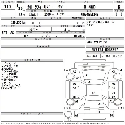 Toyota COROLLA FIELDER  с аукциона в Японии