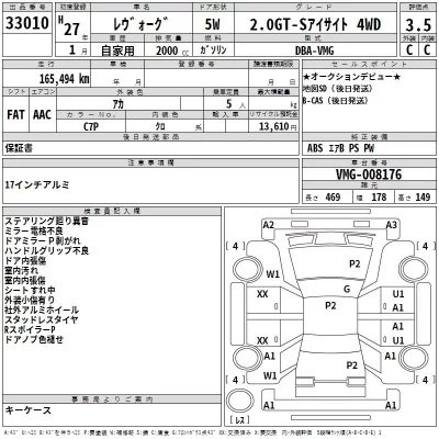 Subaru LEVORG  с аукциона в Японии
