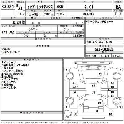 Subaru IMPREZA  с аукциона в Японии