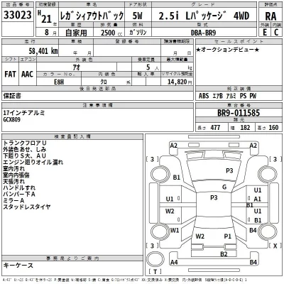Subaru LEGACY OUTBACK  с аукциона в Японии