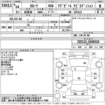 Toyota COROLLA  с аукциона в Японии