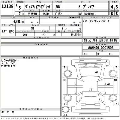 Toyota VELLFIRE  с аукциона в Японии