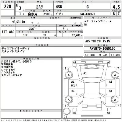 Toyota CAMRY  с аукциона в Японии