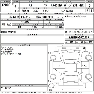 Lexus NX  с аукциона в Японии