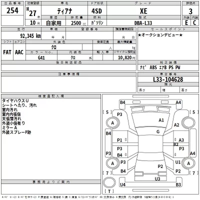 Nissan TEANA  с аукциона в Японии