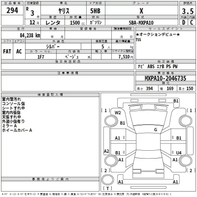 Toyota YARIS  с аукциона в Японии